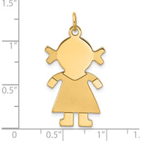 14K Yellow Gold Satin Girl Charm - Whimsical Pendant for Necklace or Bracelet by Oro Pregiato