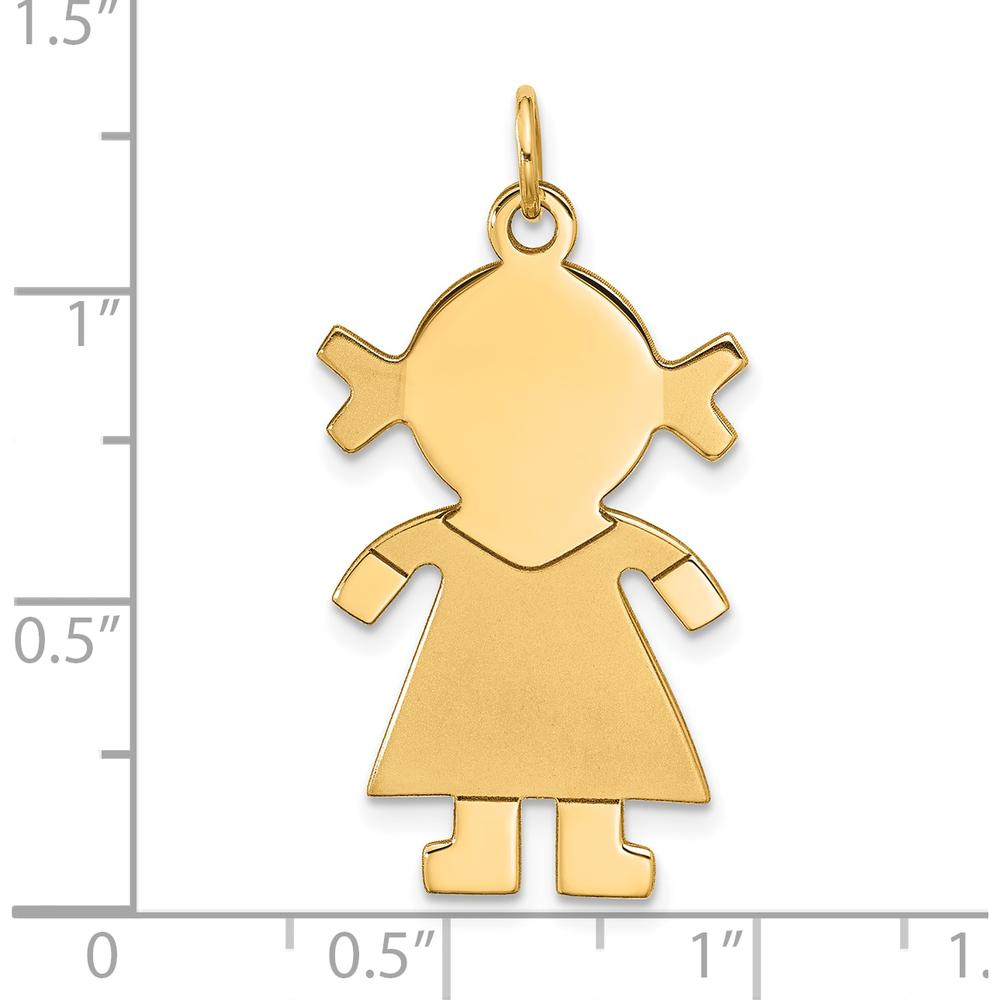 14K Yellow Gold Satin Girl Charm - Whimsical Pendant for Necklace or Bracelet by Oro Pregiato