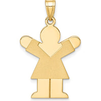 14K Yellow Gold Satin Girl Love Charm - Engravable Pendant by Oro Pregiato