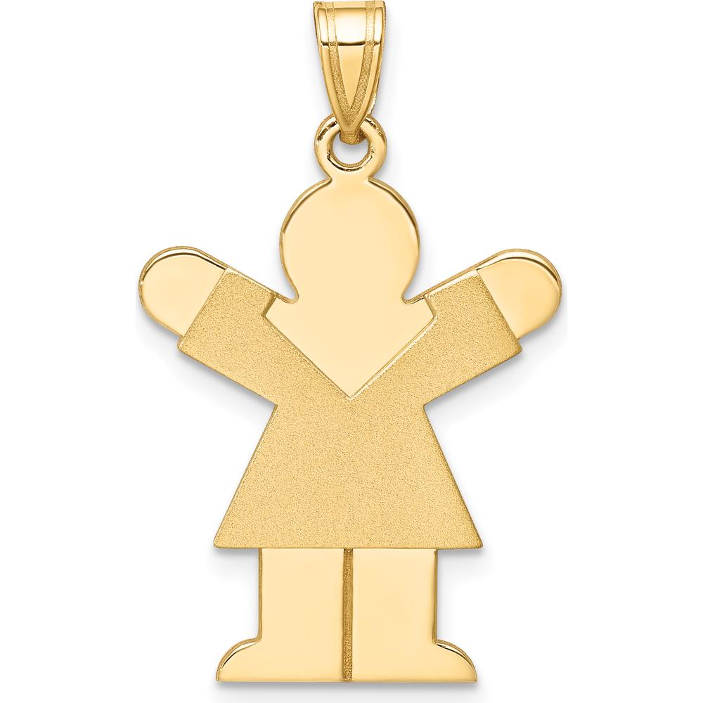 14K Yellow Gold Satin Girl Love Charm - Engravable Pendant by Oro Pregiato