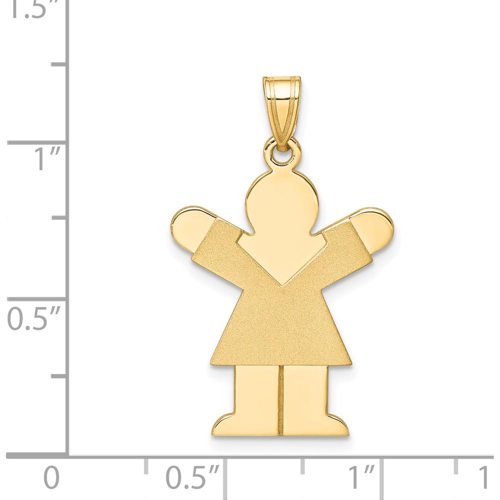 14K Yellow Gold Satin Girl Love Charm - Engravable Pendant by Oro Pregiato