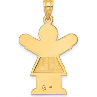 14K Yellow Gold Satin Girl Love Charm - Engravable Pendant by Oro Pregiato