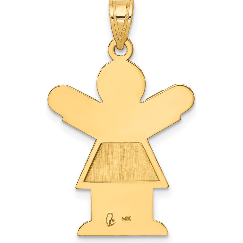 14K Yellow Gold Satin Girl Love Charm - Engravable Pendant by Oro Pregiato