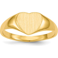 14K Yellow Gold Satin Heart Signet Ring with Polished Tapered Band - 8.5x7.5mm by 0