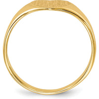 14K Yellow Gold Satin Heart Signet Ring with Polished Tapered Band - 8.5x7.5mm by 0