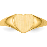 14K Yellow Gold Satin Heart Signet Ring with Polished Tapered Band - 8.5x7.5mm by 0