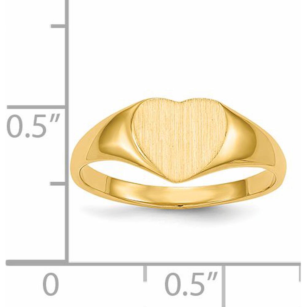 14K Yellow Gold Satin Heart Signet Ring with Polished Tapered Band - 8.5x7.5mm by 0