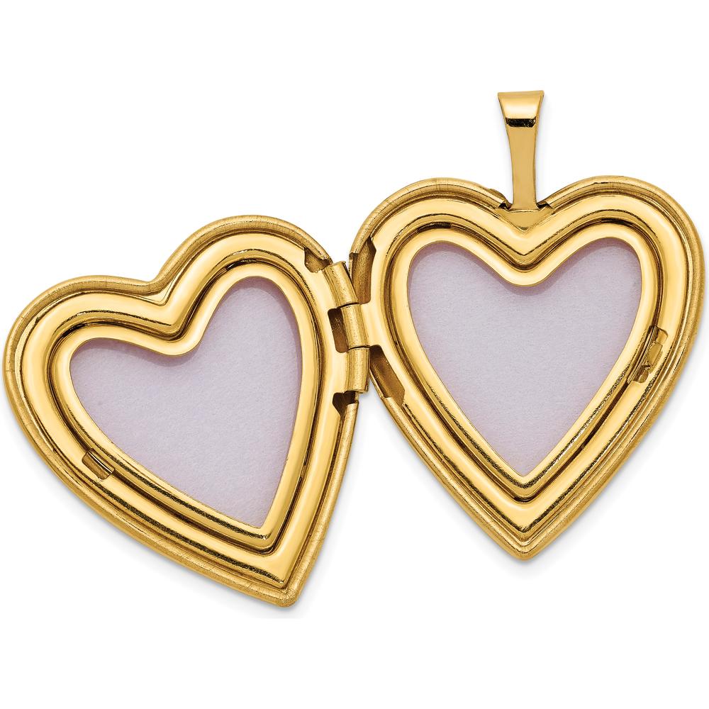 14K Yellow Gold Satin "I Love You" Heart Locket with Round Diamond - 0.01 Carat Total Diamond Weight by Monteluci Fine Jewelry
