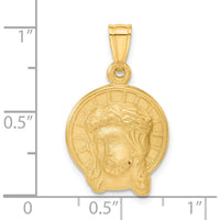 14K Yellow Gold Satin Jesus Medal Pendant with Diamond-Cut Texture by Oro Pregiato