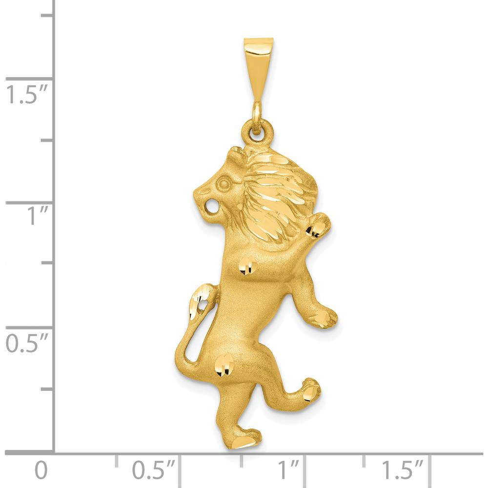 14K Yellow Gold Satin Leo Zodiac Charm with Diamond-Cut Detailing by Oro Pregiato