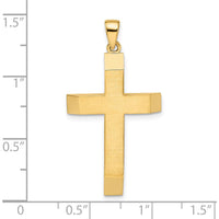 14K Yellow Gold Satin/Polished Beveled Large Latin Cross Pendant - 35mm Length by Oro Pregiato