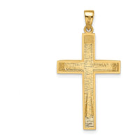 14K Yellow Gold Satin/Polished Beveled Large Latin Cross Pendant - 35mm Length by Oro Pregiato