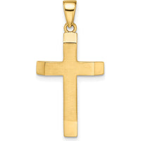 14K Yellow Gold Satin/Polished Beveled Medium Latin Cross Pendant - 30mm Length by Oro Pregiato
