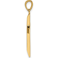 14K Yellow Gold Satin/Polished Beveled Medium Latin Cross Pendant - 30mm Length by Oro Pregiato
