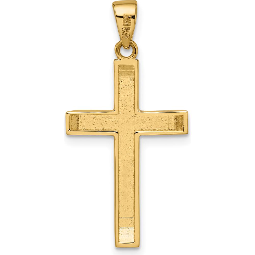 14K Yellow Gold Satin/Polished Beveled Medium Latin Cross Pendant - 30mm Length by Oro Pregiato
