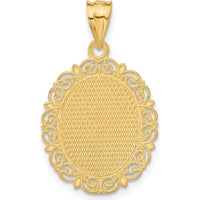 14K Yellow Gold Satin Polished Cancer Zodiac Pendant with Textured Frame - 28mm by Oro Pregiato