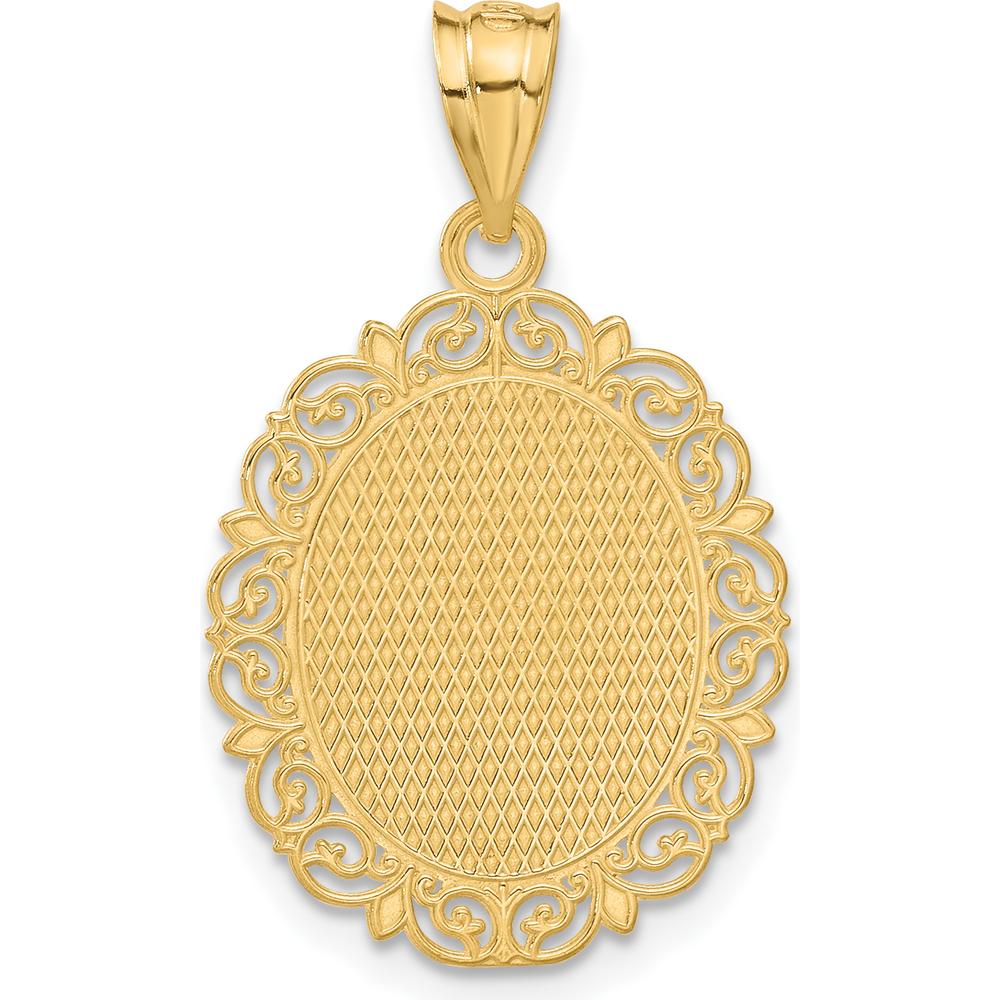 14K Yellow Gold Satin Polished Cancer Zodiac Pendant with Textured Frame - 28mm by Oro Pregiato