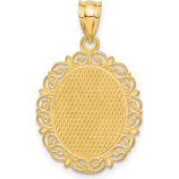 14K Yellow Gold Satin Polished Capricorn Zodiac Oval Pendant - 28mm by Oro Pregiato