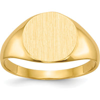 14K Yellow Gold Satin Polished Closed Back Signet Ring - 9.5x10.0mm Top Size by 0