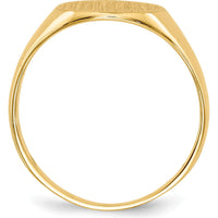 14K Yellow Gold Satin Polished Closed Back Signet Ring - 9.5x10.0mm Top Size by 0
