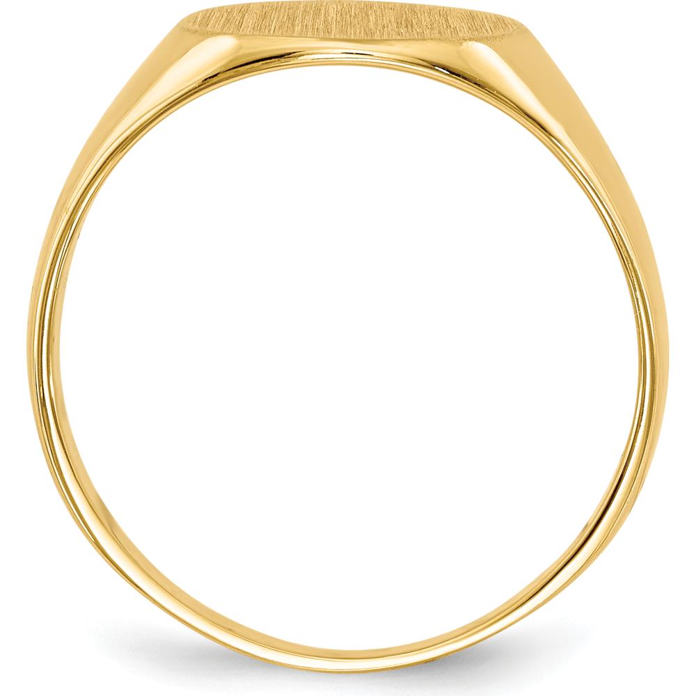 14K Yellow Gold Satin Polished Closed Back Signet Ring - 9.5x10.0mm Top Size by 0