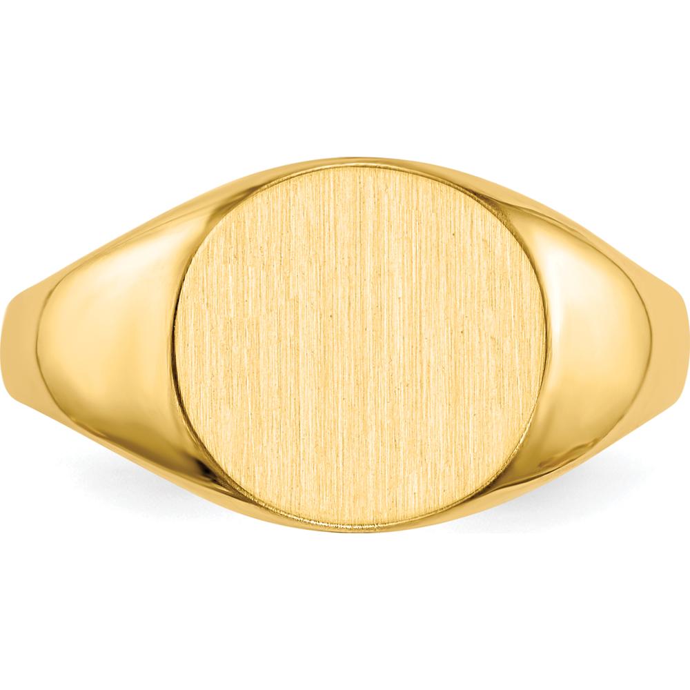 14K Yellow Gold Satin Polished Closed Back Signet Ring - 9.5x10.0mm Top Size by 0
