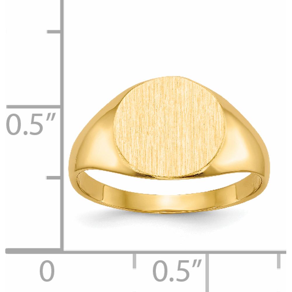 14K Yellow Gold Satin Polished Closed Back Signet Ring - 9.5x10.0mm Top Size by 0