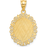14K Yellow Gold Satin Polished Scorpio Zodiac Pendant with Textured Frame by Oro Pregiato