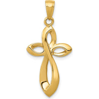 14K Yellow Gold Satin Ribbon Cross Pendant - 33mm x 16mm by Oro Pregiato