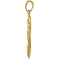 14K Yellow Gold Satin Ribbon Cross Pendant - 33mm x 16mm by Oro Pregiato