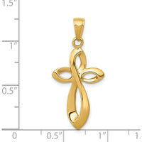 14K Yellow Gold Satin Ribbon Cross Pendant - 33mm x 16mm by Oro Pregiato