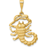 14K Yellow Gold Satin Scorpio Zodiac Charm with Diamond-Cut Detailing - 33mm Length by Oro Pregiato