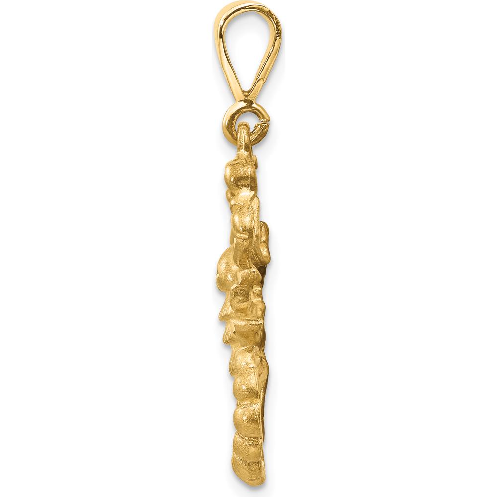 14K Yellow Gold Satin Scorpio Zodiac Charm with Diamond-Cut Detailing - 33mm Length by Oro Pregiato