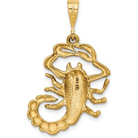 14K Yellow Gold Satin Scorpio Zodiac Charm with Diamond-Cut Detailing - 33mm Length by Oro Pregiato