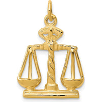 14K Yellow Gold Scales of Justice Charm - 25mm Length, Polished Finish