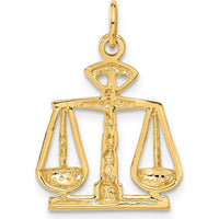14K Yellow Gold Scales of Justice Charm - 25mm Length, Polished Finish