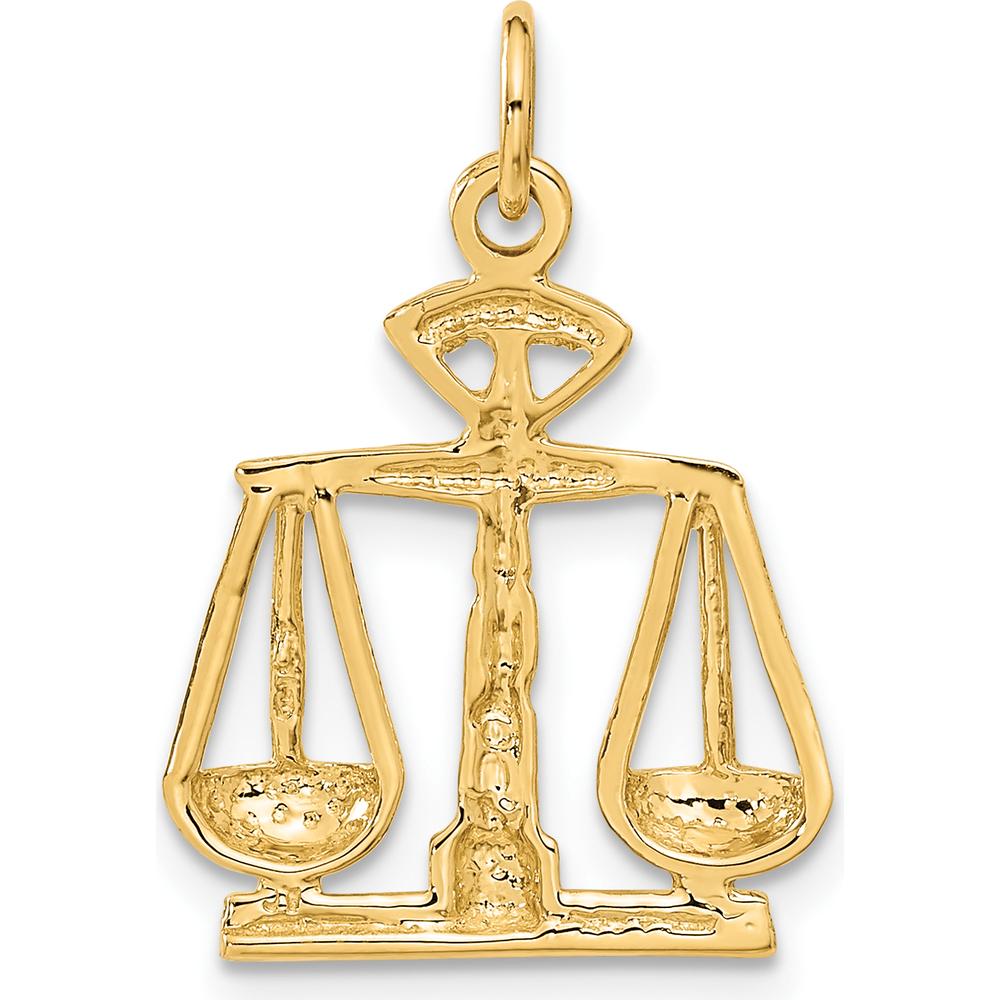 14K Yellow Gold Scales of Justice Charm - 25mm Length, Polished Finish