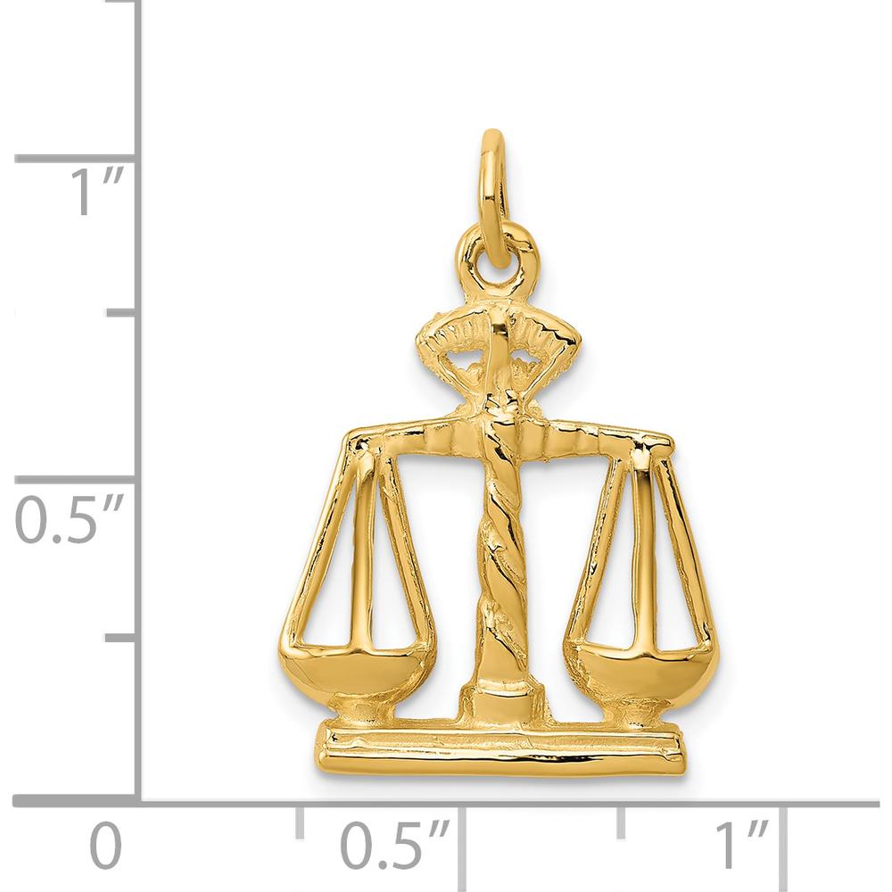 14K Yellow Gold Scales of Justice Charm - 25mm Length, Polished Finish
