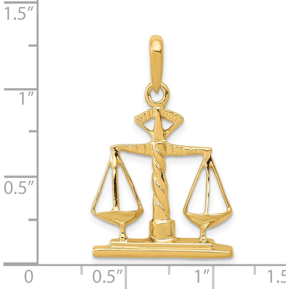14K Yellow Gold Scales of Justice Pendant - 29mm Length, Polished Finish by Oro Pregiato