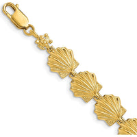 14K Yellow Gold Scallop Shell 7.25" Bracelet with Textured Finish by Oro Pregiato