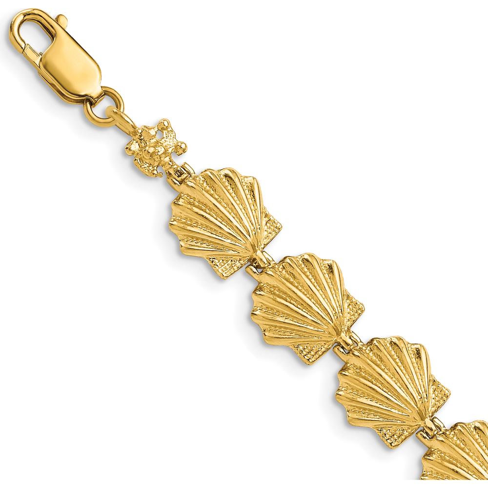 14K Yellow Gold Scallop Shell 7.25" Bracelet with Textured Finish by Oro Pregiato