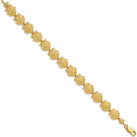 14K Yellow Gold Scallop Shell 7.25" Bracelet with Textured Finish by Oro Pregiato