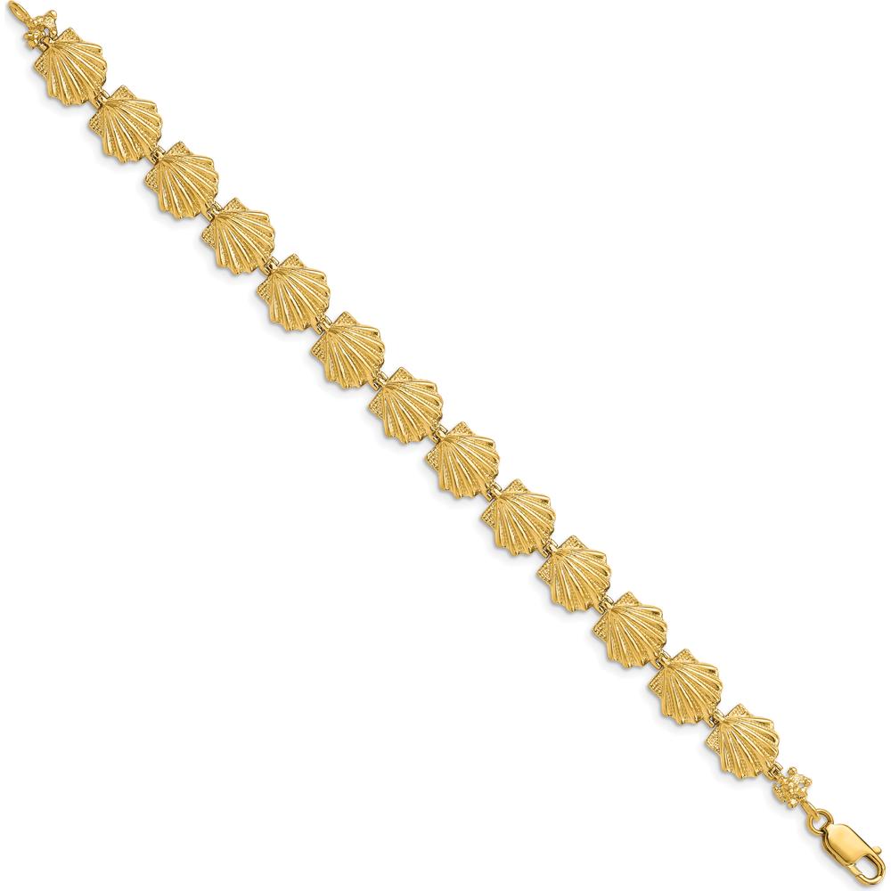 14K Yellow Gold Scallop Shell 7.25" Bracelet with Textured Finish by Oro Pregiato