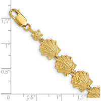 14K Yellow Gold Scallop Shell 7.25" Bracelet with Textured Finish by Oro Pregiato