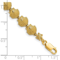 14K Yellow Gold Scallop Shell Bracelet with Textured Design - 7" Length by Oro Pregiato