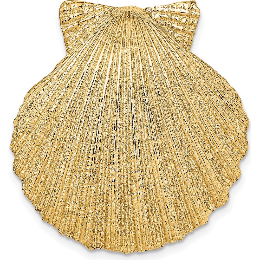 14K Yellow Gold Scallop Shell Omega Slide Pendant - Fits Up to 10mm Omega by Oro Pregiato