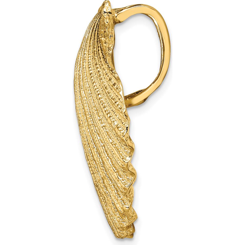 14K Yellow Gold Scallop Shell Omega Slide Pendant - Fits Up to 10mm Omega by Oro Pregiato
