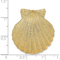 14K Yellow Gold Scallop Shell Omega Slide Pendant - Fits Up to 10mm Omega by Oro Pregiato