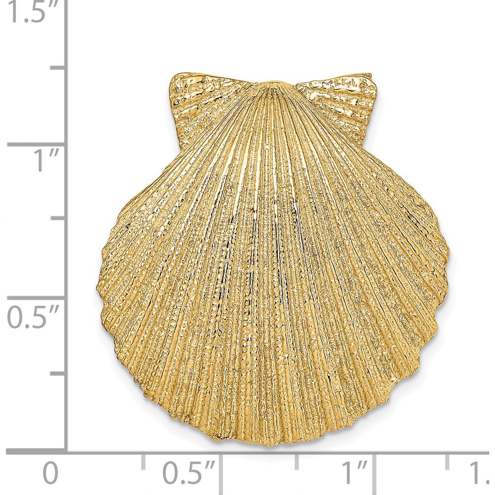 14K Yellow Gold Scallop Shell Omega Slide Pendant - Fits Up to 10mm Omega by Oro Pregiato