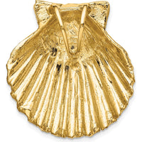 14K Yellow Gold Scallop Shell Omega Slide Pendant - Fits Up to 10mm Omega by Oro Pregiato